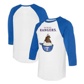 Texas Rangers Tiny Turnip Unisex Sundae Helmet 3/4-Sleeve Raglan T-Shirt - White/Royal - MLB Lifestyle