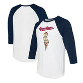 Cleveland Guardians Tiny Turnip Unisex Triple Scoop 3/4-Sleeve Raglan T-Shirt - White/Navy - MLB Sale