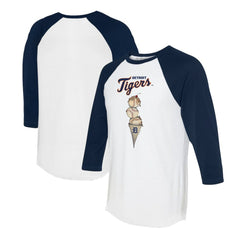 Detroit Tigers Tiny Turnip Unisex Triple Scoop 3/4-Sleeve Raglan T-Shirt - White/Navy - MLB on Sale