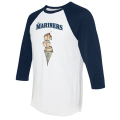 Seattle Mariners Tiny Turnip Unisex Triple Scoop 3/4-Sleeve Raglan T-Shirt - White/Navy - MLB on Sale
