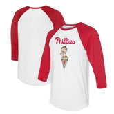 Philadelphia Phillies Tiny Turnip Unisex Triple Scoop 3/4-Sleeve Raglan T-Shirt - White/Red - MLB Online