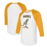 San Diego Padres Tiny Turnip Unisex TT Rex 3/4-Sleeve Raglan T-Shirt - White/Gold - MLB Online