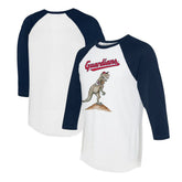 Cleveland Guardians Tiny Turnip Unisex TT Rex 3/4-Sleeve Raglan T-Shirt - White/Navy - MLB Online