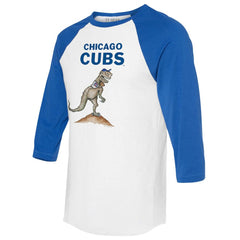 Chicago Cubs Tiny Turnip Unisex TT Rex 3/4-Sleeve Raglan T-Shirt - White/Royal - MLB Lifestyle
