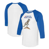 Toronto Blue Jays Tiny Turnip Unisex TT Rex 3/4-Sleeve Raglan T-Shirt - White/Royal - MLB Online