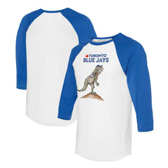 Toronto Blue Jays Tiny Turnip Unisex TT Rex 3/4-Sleeve Raglan T-Shirt - White/Royal - MLB Online