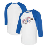Kansas City Royals Tiny Turnip Unisex Unicorn 3/4-Sleeve Raglan T-Shirt - White/Royal - MLB Discount