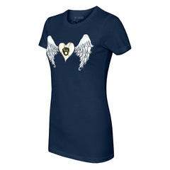 Milwaukee Brewers Tiny Turnip Women's Angel Wings T-Shirt - Navy - MLB on Sale