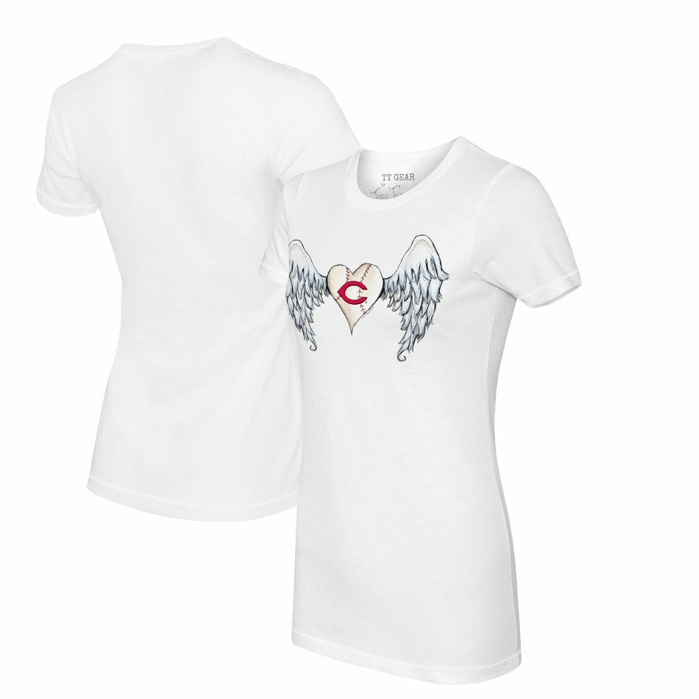 Cincinnati Reds Tiny Turnip Women's Angel Wings T-Shirt - White - MLB Online