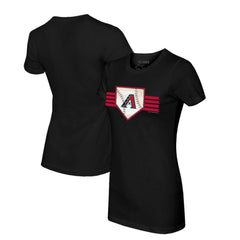 Arizona Diamondbacks Tiny Turnip Women's Base Stripe T-Shirt - Black - MLB on Sale