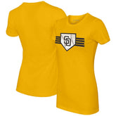 San Diego Padres Tiny Turnip Women's Base Stripe T-Shirt - Gold - MLB Sale