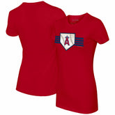 Los Angeles Angels Tiny Turnip Women's Base Stripe T-Shirt - Red - MLB Sale