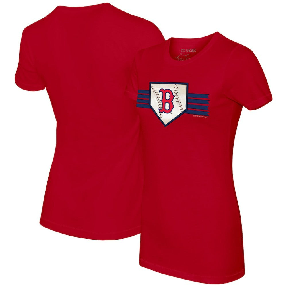 Boston Red Sox Tiny Turnip Women's Base Stripe T-Shirt - Red - MLB Sale