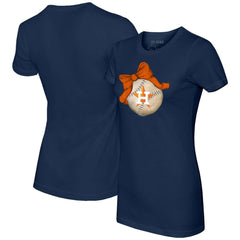 Houston Astros Tiny Turnip Women's Baseball Bow T-Shirt - Navy - MLB Online