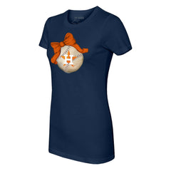 Houston Astros Tiny Turnip Women's Baseball Bow T-Shirt - Navy - MLB Online