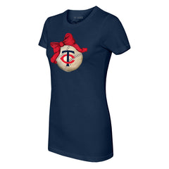 Minnesota Twins Tiny Turnip Women's Baseball Bow T-Shirt - Navy - MLB Discount