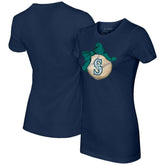 Seattle Mariners Tiny Turnip Women's Baseball Bow T-Shirt - Navy - MLB Online