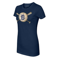 Detroit Tigers Tiny Turnip Women's Baseball Cross Bats T-Shirt - Navy - MLB Discount