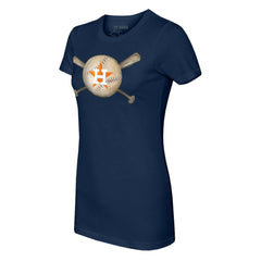 Houston Astros Tiny Turnip Women's Baseball Cross Bats T-Shirt - Navy - MLB Sale