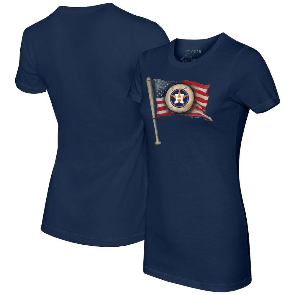 Houston Astros Tiny Turnip Women's Baseball Flag T-Shirt - Navy - MLB Discount