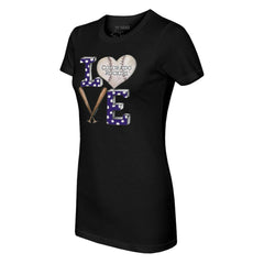 Colorado Rockies Tiny Turnip Women's Baseball Love T-Shirt - Black - MLB Lifestyle