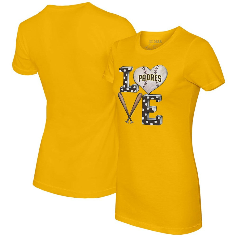 San Diego Padres Tiny Turnip Women's Baseball Love T-Shirt - Gold - MLB Lifestyle