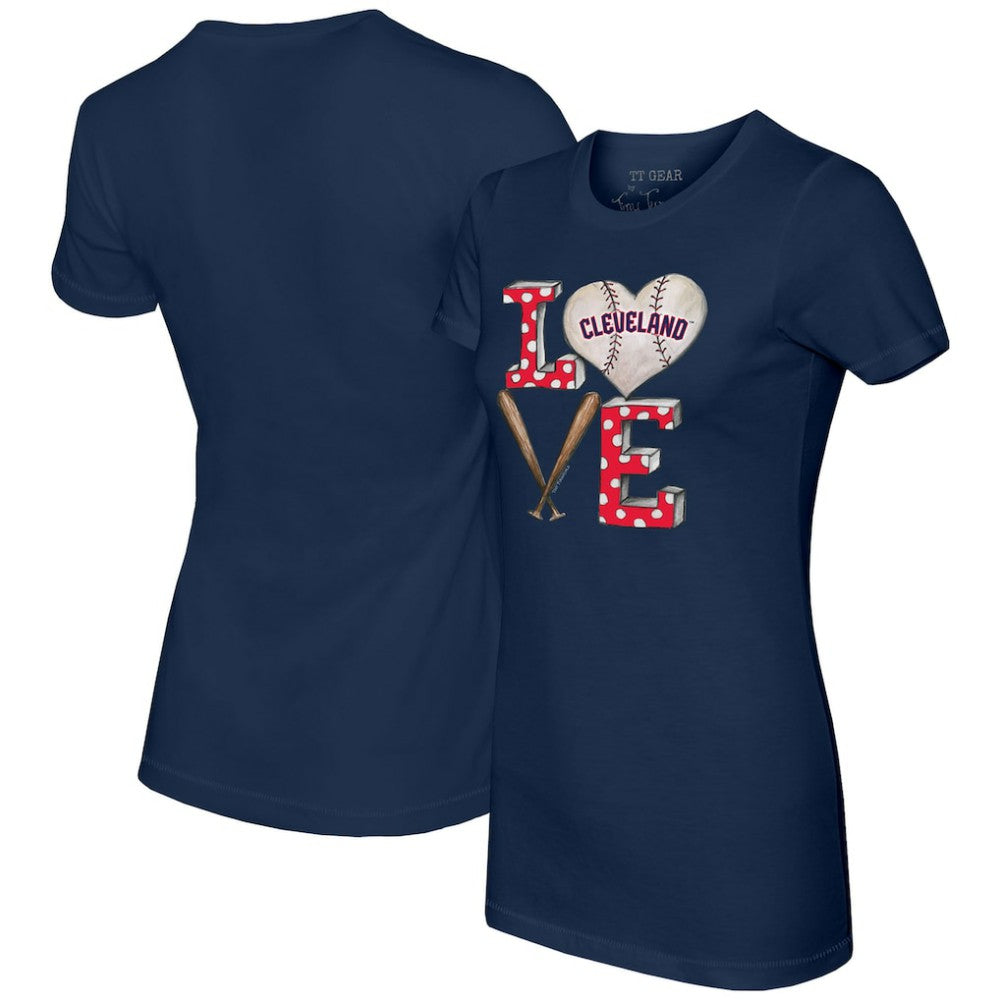 Cleveland Guardians Tiny Turnip Women's Baseball Love T-Shirt - Navy - MLB Lifestyle