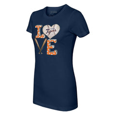 Detroit Tigers Tiny Turnip Women's Baseball Love T-Shirt - Navy - MLB Sale