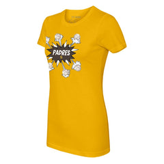San Diego Padres Tiny Turnip Women's Baseball Pow T-Shirt - Gold - MLB on Sale