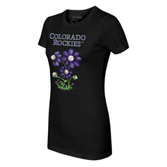 Colorado Rockies Tiny Turnip Women's Blooming Baseballs T-Shirt - Black - MLB Lifestyle