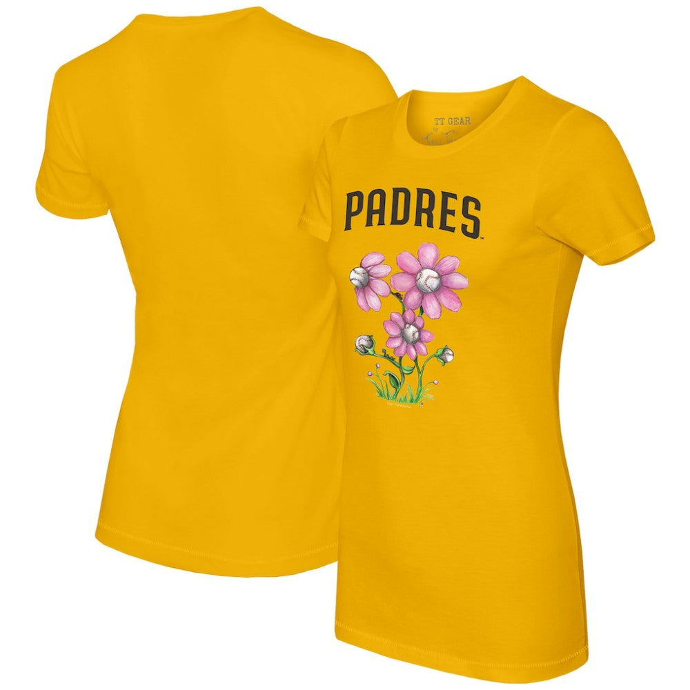 San Diego Padres Tiny Turnip Women's Blooming Baseballs T-Shirt - Gold - MLB Lifestyle