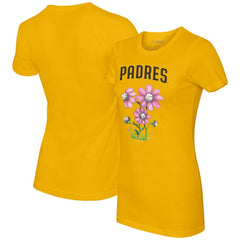 San Diego Padres Tiny Turnip Women's Blooming Baseballs T-Shirt - Gold - MLB Lifestyle