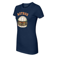 Houston Astros Tiny Turnip Women's Burger T-Shirt - Navy - MLB Discount