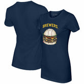 Milwaukee Brewers Tiny Turnip Women's Burger T-Shirt - Navy - MLB on Sale