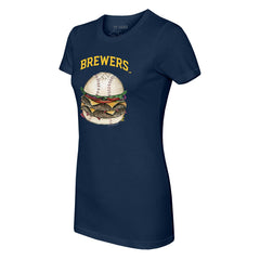 Milwaukee Brewers Tiny Turnip Women's Burger T-Shirt - Navy - MLB on Sale