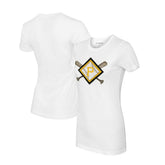 Pittsburgh Pirates Tiny Turnip Women's Diamond Cross Bats T-Shirt - White - MLB Online