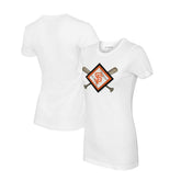 San Francisco Giants Tiny Turnip Women's Diamond Cross Bats T-Shirt - White - MLB Lifestyle