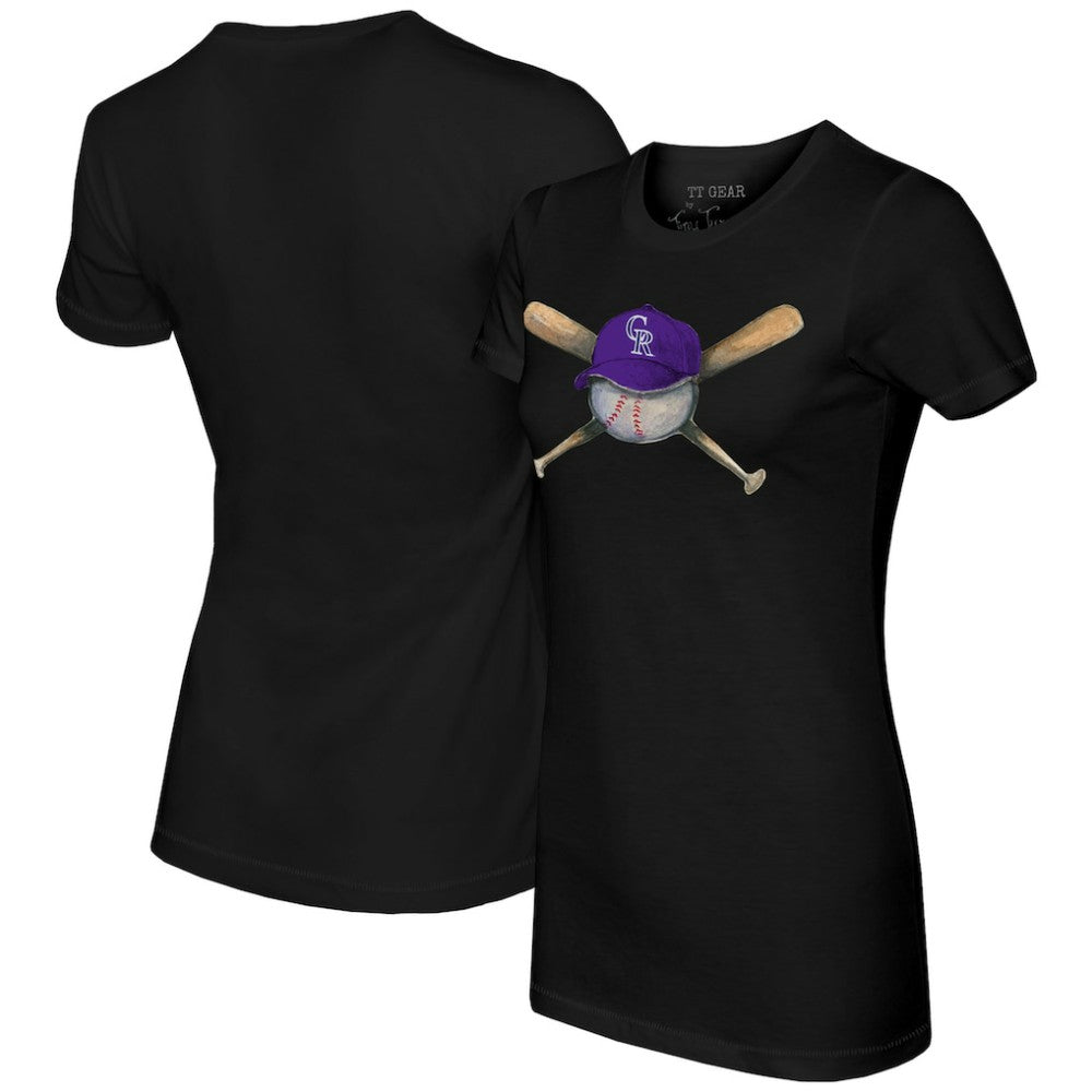 Colorado Rockies Tiny Turnip Women's Hat Crossbats T-Shirt - Black - MLB Sale