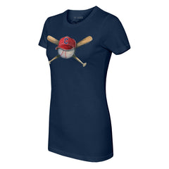 Cleveland Guardians Tiny Turnip Women's Hat Crossbats T-Shirt - Navy - MLB Online