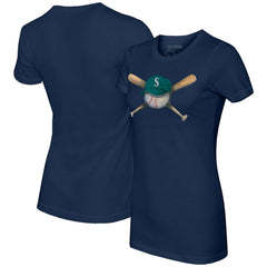 Seattle Mariners Tiny Turnip Women's Hat Crossbats T-Shirt - Navy - MLB Sale