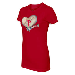 Philadelphia Phillies Tiny Turnip Women's Heart Banner T-Shirt - Red - MLB Lifestyle