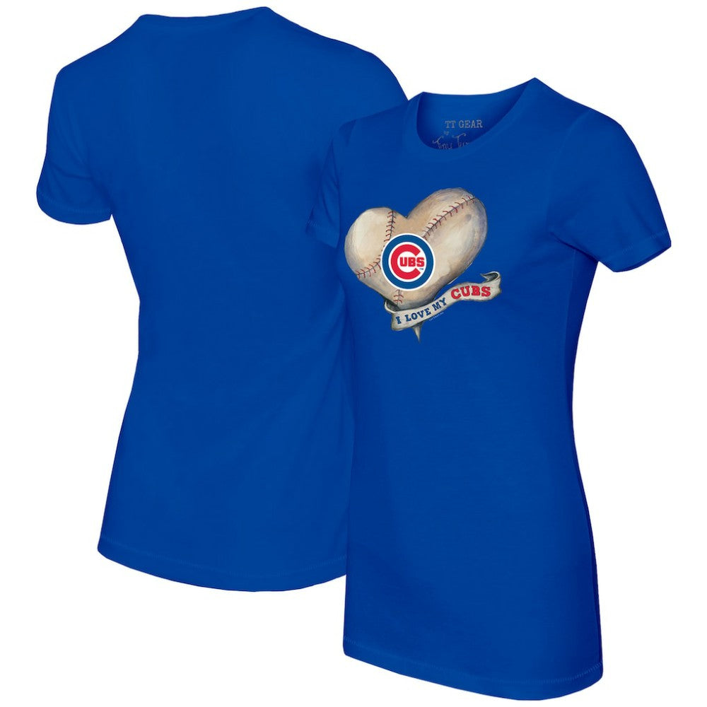 Chicago Cubs Tiny Turnip Women's Heart Banner T-Shirt - Royal - MLB Discount