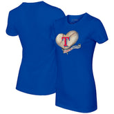 Texas Rangers Tiny Turnip Women's Heart Banner T-Shirt - Royal - MLB Lifestyle