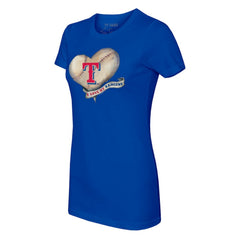 Texas Rangers Tiny Turnip Women's Heart Banner T-Shirt - Royal - MLB Lifestyle