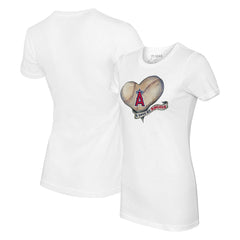 Los Angeles Angels Tiny Turnip Women's Heart Banner T-Shirt - White - MLB Discount