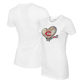 Cincinnati Reds Tiny Turnip Women's Heart Banner T-Shirt - White - MLB on Sale