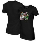 Athletics Tiny Turnip Women's Peace Love Baseball Fitted T-Shirt - Black - MLB Discount