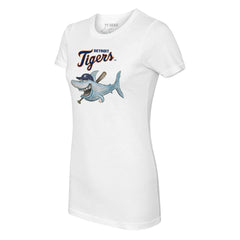 Detroit Tigers Tiny Turnip Women's Shark Logo T-Shirt - White - MLB Discount