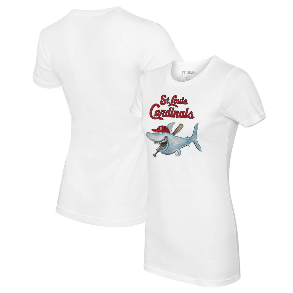 St. Louis Cardinals Tiny Turnip Women's Shark Logo T-Shirt - White - MLB Sale