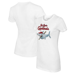 St. Louis Cardinals Tiny Turnip Women's Shark Logo T-Shirt - White - MLB Sale